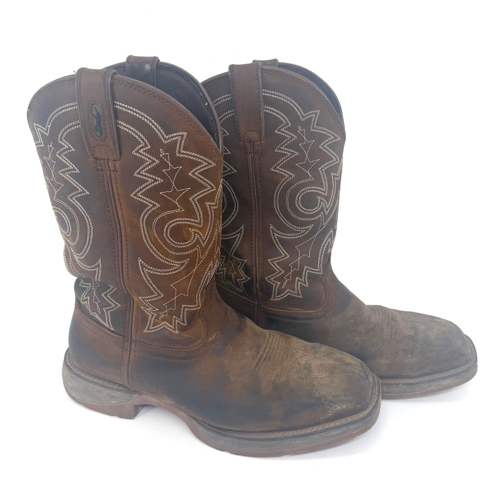 Vintage Durango Rebel Mens 10.5 Brown Leather Western Work Boots Square Toe